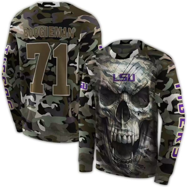 Personalized LSU Tigers Camo Skull AOP Sweatshirt 1