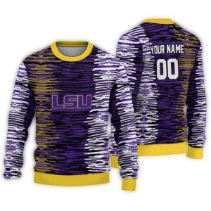Personalized Lsu Tigers Camouflage Stripe Ugly Sweater
