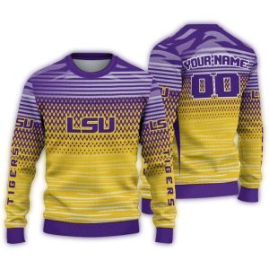 Personalized Lsu Tigers Diamond Mesh Ugly Sweater