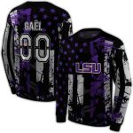Personalized Lsu Tigers Distressed Flag Purple Black All Over Print Sweatshirt
