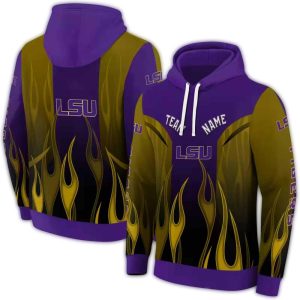 Personalized Lsu Tigers Flame All Over Print Hoodie