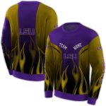 Personalized Lsu Tigers Flame All Over Print Sweatshirt