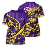 Personalized Lsu Tigers Floral Flower And Flag Us All-Over Print T-Shirt