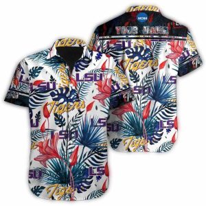 Personalized Lsu Tigers Floral Leafs Hawaiian Shirt