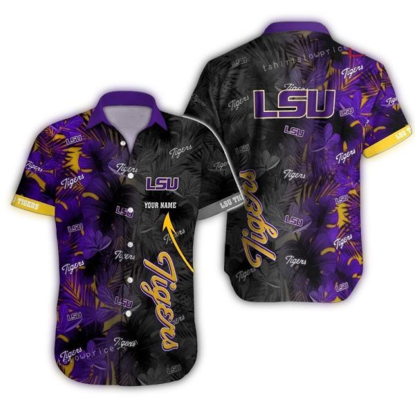 Personalized LSU Tigers Floral Leafs Pattern Hawaiian Shirt 1