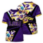 Personalized Lsu Tigers Floral Leafs Pineapple Tropical Summer Vacation All-Over Print T-Shirt