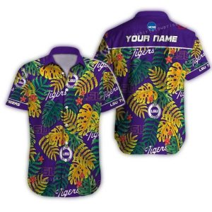 Personalized Lsu Tigers Floral Leafs Vintage Hawaiian Shirt