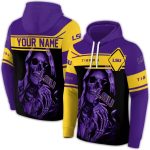 Personalized Lsu Tigers Grim Reaper Purple Black All Over Print Hoodie