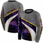 Personalized Lsu Tigers Hexagonal Mesh Purple Black Gray All Over Print Sweatshirt