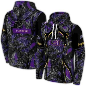 Personalized Lsu Tigers Hunting Theme Purple Black All Over Print Hoodie