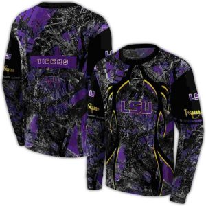Personalized Lsu Tigers Hunting Theme Purple Black All Over Print Sweatshirt