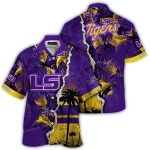 Personalized Lsu Tigers Leafs Scratch Pattern Hawaiian Shirt