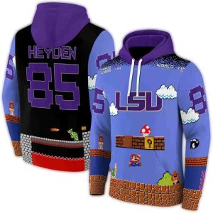 Personalized Lsu Tigers Mario Blue Black All Over Print Hoodie