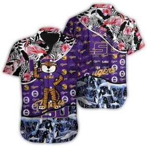 Personalized Lsu Tigers Mascot Parrot Floral Hawaiian Shirt
