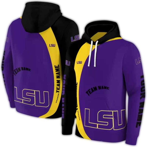 Personalized LSU Tigers Minimalist Purple and Black AOP Hoodie 1