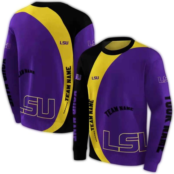 Personalized LSU Tigers Minimalist Purple and Black AOP Sweatshirt 1