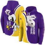 Personalized Lsu Tigers Peeking Snoopy Purple All Over Print Hoodie