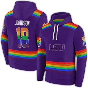 Personalized Lsu Tigers Rainbow Stripes Purple All Over Print Hoodie