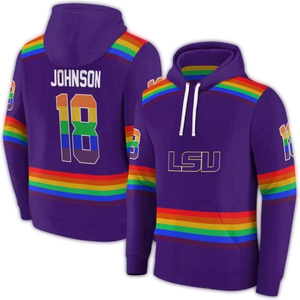Personalized LSU Tigers Rainbow Stripes Purple AOP Hoodie 1