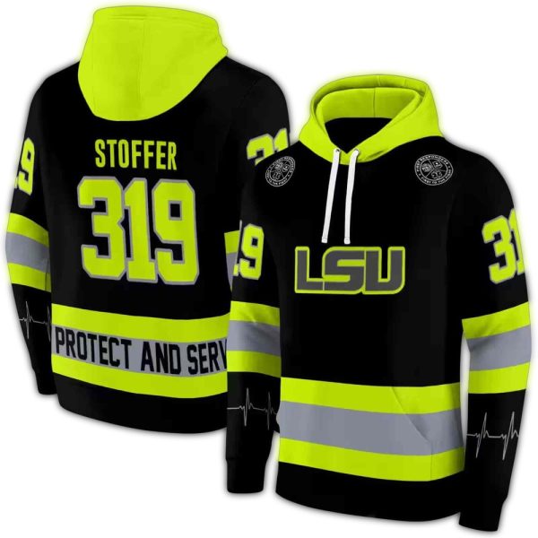 Personalized LSU Tigers Safety Motif Black Neon Green AOP Hoodie 1
