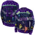 Personalized Lsu Tigers Spongebob Patrick Star Purple Navy All Over Print Sweatshirt