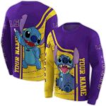 Personalized Lsu Tigers Stitch Purple And Yellow All Over Print Sweatshirt