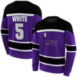 Personalized Lsu Tigers Striped Pattern Purple All Over Print Sweatshirt