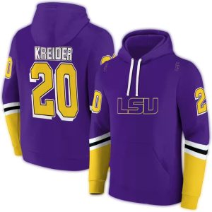 Personalized Lsu Tigers Striped Sleeves Purple All Over Print Hoodie