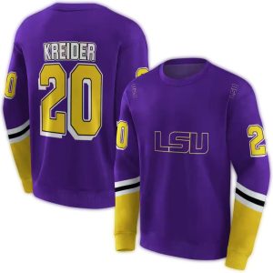 Personalized Lsu Tigers Striped Sleeves Purple All Over Print Sweatshirt