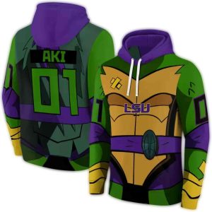 Personalized Lsu Tigers Superhero Armor Purple Green All Over Print Hoodie