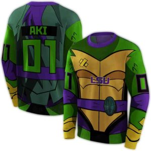 Personalized Lsu Tigers Superhero Armor Purple Green All Over Print Sweatshirt