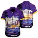 Personalized Lsu Tigers Surf Sunset Beach Tropical Hawaiian Shirt