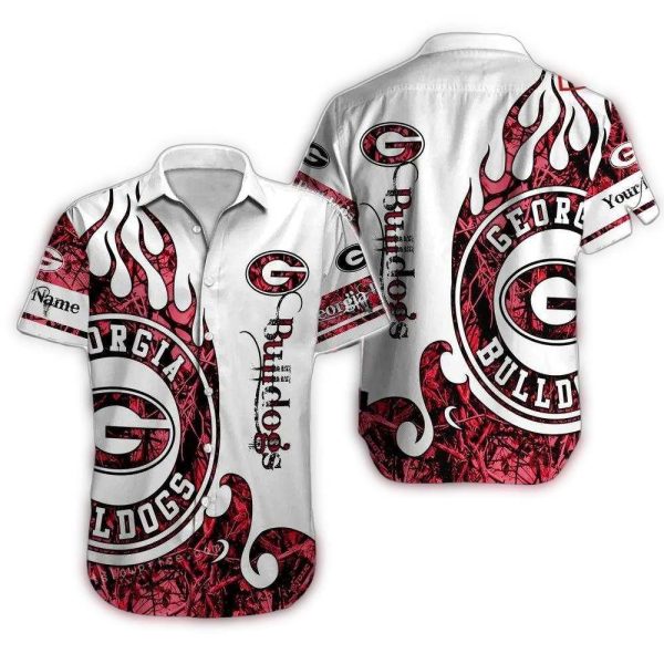 Personalized Logo Georgia Bulldogs Fire Hawaiian Shirt 1