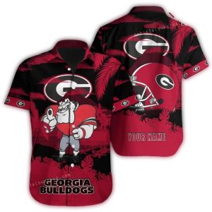 Personalized Mascot Floral Leafs Georgia Bulldogs Hawaiian Shirt