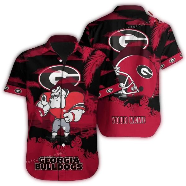 Personalized Mascot Floral Leafs Georgia Bulldogs Hawaiian Shirt 1