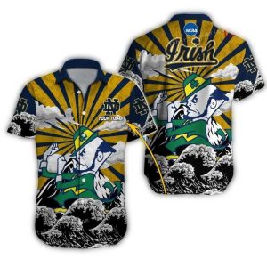 Personalized Mascot Notre Dame Fighting Irish Vintage Hawaiian Shirt