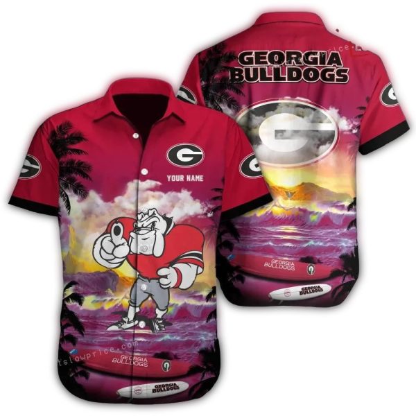Personalized Mascot Surf With Georgia Bulldogs Hawaiian Shirt 1