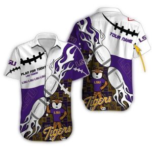 Personalized Mascot And Fireball Lsu Tigers Hawaiian Shirt