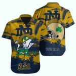 Personalized Mascot And Helmet Floral Notre Dame Fighting Irish Hawaiian Shirt