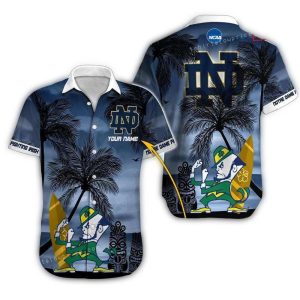 Personalized Mascot And Tiki With Notre Dame Fighting Irish Hawaiian Shirt