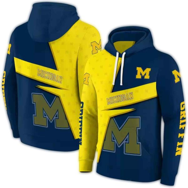 Personalized Michigan Wolverines Abstract Shape AOP Hoodie 1