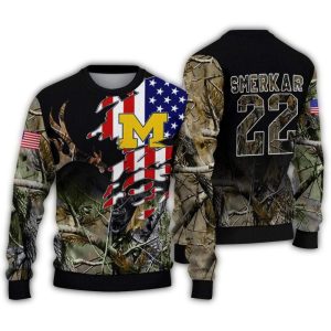 Personalized Michigan Wolverines American Flag Claw Ugly Sweater