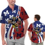 Personalized Michigan Wolverines American Flag Mascot Hawaiian Shirt