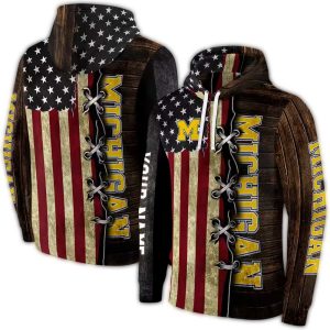 Personalized Michigan Wolverines American Pride All Over Print Hoodie