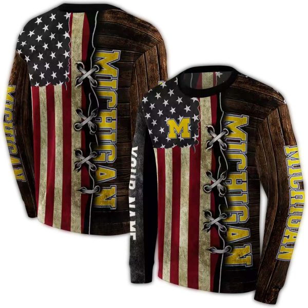 Personalized Michigan Wolverines American Pride AOP Sweatshirt 1