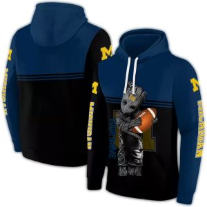 Personalized Michigan Wolverines Baby Groot Hold Ball All Over Print Hoodie