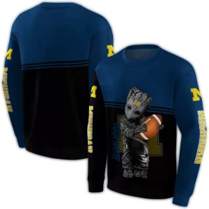 Personalized Michigan Wolverines Baby Groot Hold Ball All Over Print Sweatshirt