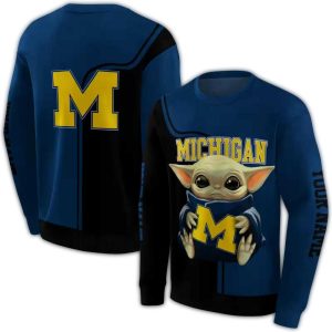 Personalized Michigan Wolverines Baby Yoda All Over Print Sweatshirt