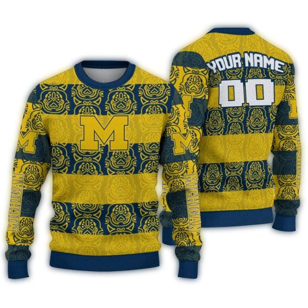 Personalized-Michigan-Wolverines-Bulldog-Motif-Ugly-Sweater-1 Personalized Michigan Wolverines Bulldog Motif Ugly Sweater 1