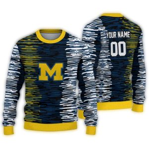 Personalized Michigan Wolverines Camouflage Stripe Ugly Sweater